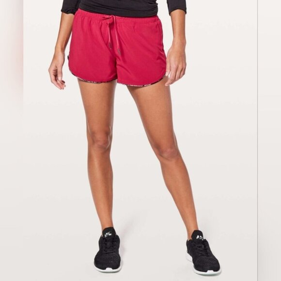 Lululemon Choose A Side Shorts 3" Ruby Red Zen Garden Size 4 Gym Workout Running - Picture 2 of 13